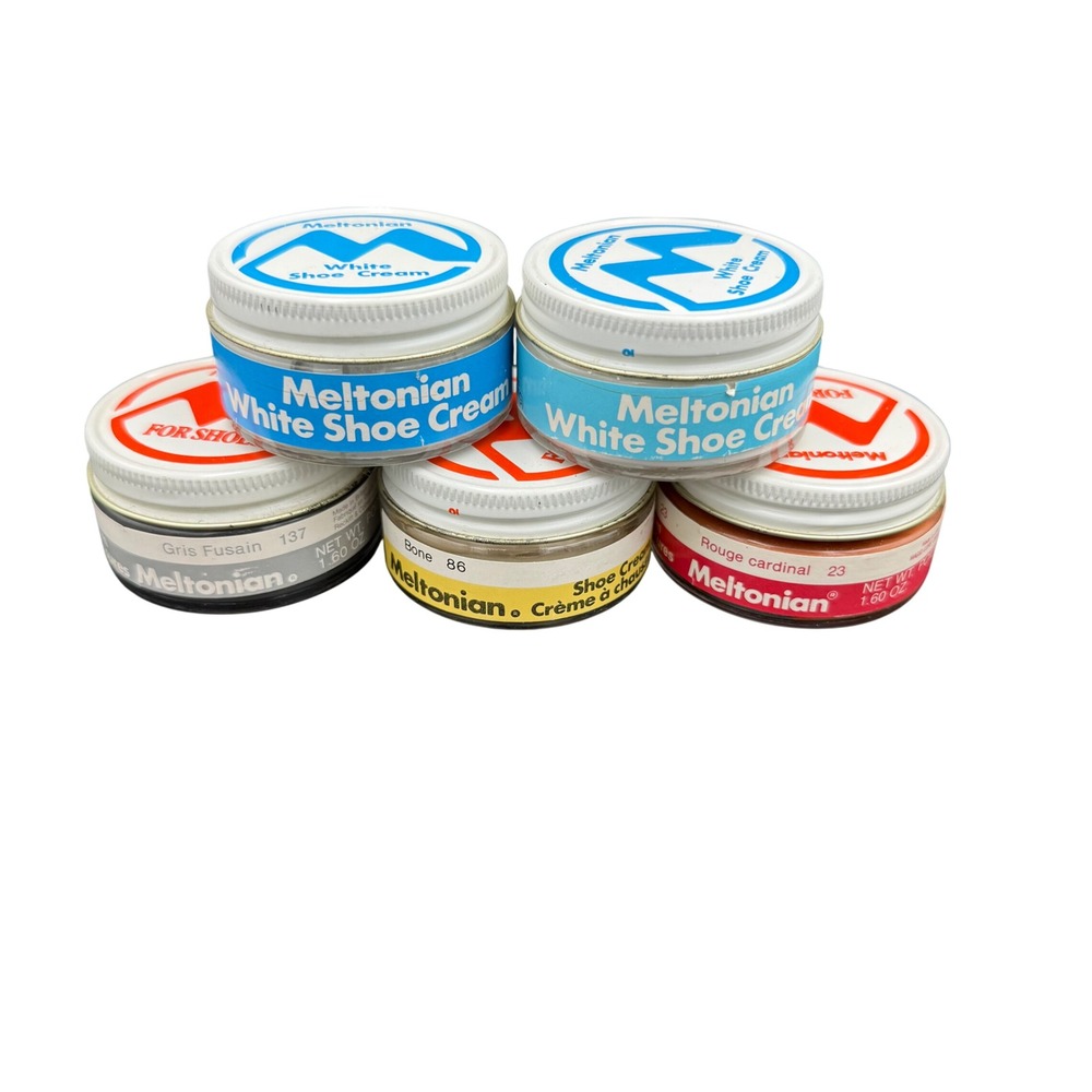 Meltonian Shoe Cream Lot 5 Jars White Gris Fusain Bone Cardinal Red Made Britain